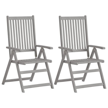 vidaXL Verstellbare Gartenstühle 2 Stk. Grau Massivholz Akazie 