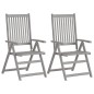 vidaXL Verstellbare Gartenstühle 2 Stk. Grau Massivholz Akazie vidaXL Verstellbare Gartenstühle 2 Stk. Grau Massivholz Akazie
