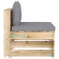 Modulares Mittelsofa mit Kissen Grün Imprägniertes Holz Modulares Mittelsofa mit Kissen Grün Imprägniertes Holz