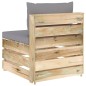 Modulares Mittelsofa mit Kissen Grün Imprägniertes Holz Modulares Mittelsofa mit Kissen Grün Imprägniertes Holz