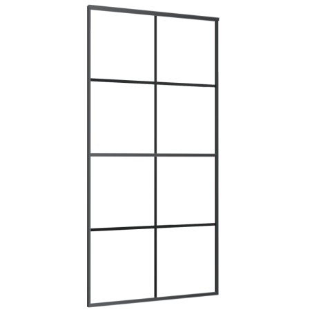 Schiebetür Schwarz 102,5x205 cm ESG Glas und Aluminium