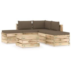 6-tlg. Garten-Lounge-Set mit Kissen Grün Imprägniertes Holz