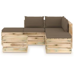 6-tlg. Garten-Lounge-Set mit Kissen Grün Imprägniertes Holz