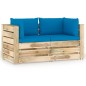 2-Sitzer Outdoor-Sofa mit Kissen Grün Imprägniertes Holz 2-Sitzer Outdoor-Sofa mit Kissen Grün Imprägniertes Holz