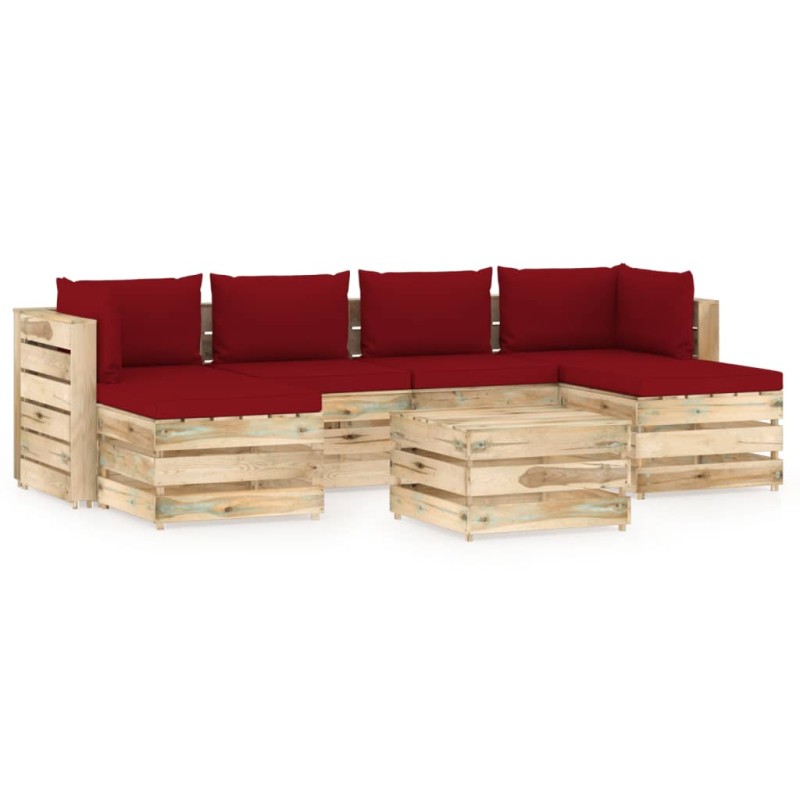 7-tlg. Garten-Lounge-Set mit Kissen Grün Imprägniertes Holz 7-tlg. Garten-Lounge-Set mit Kissen Grün Imprägniertes Holz