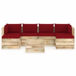 7-tlg. Garten-Lounge-Set mit Kissen Grün Imprägniertes Holz