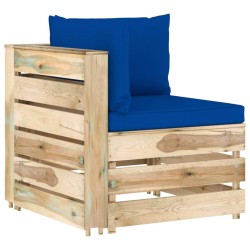 Modulares Ecksofa mit Kissen Grün Imprägniertes Holz