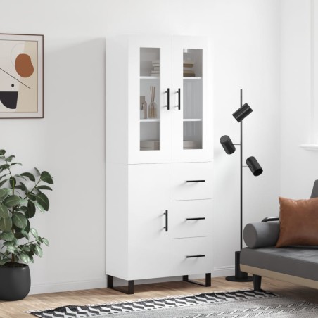 Highboard Hochglanz-Weiß 69,5x34x180 cm Holzwerkstoff