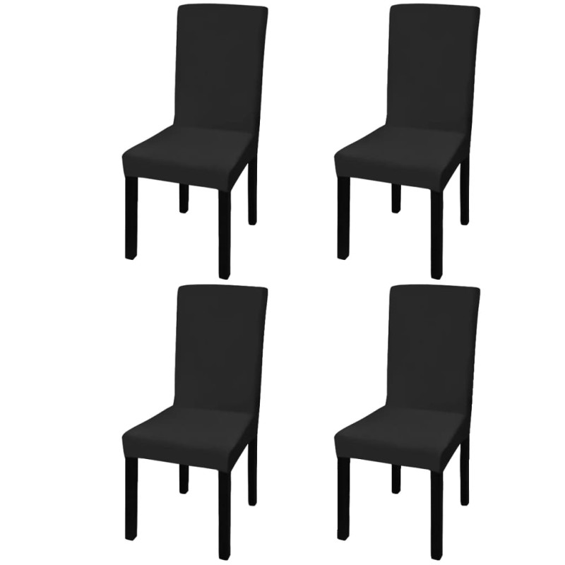 Stretch-Stuhlhussen Gerade 4 Stk. Schwarz Stretch-Stuhlhussen Gerade 4 Stk. Schwarz