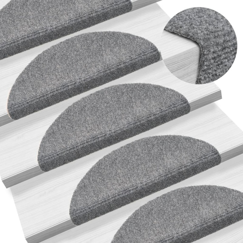 vidaXL 15 Stk. Selbstkl. Treppenmatten Nadelvlies 56x17x3cm Hellgrau vidaXL 15 Stk. Selbstkl. Treppenmatten Nadelvlies 56x17x3cm Hellgrau