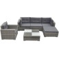 6-tlg. Garten-Lounge-Set mit Auflagen Poly Rattan Grau 6-tlg. Garten-Lounge-Set mit Auflagen Poly Rattan Grau