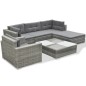 6-tlg. Garten-Lounge-Set mit Auflagen Poly Rattan Grau 6-tlg. Garten-Lounge-Set mit Auflagen Poly Rattan Grau