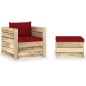 2-tlg. Garten-Lounge-Set mit Kissen Grün Imprägniertes Holz 2-tlg. Garten-Lounge-Set mit Kissen Grün Imprägniertes Holz