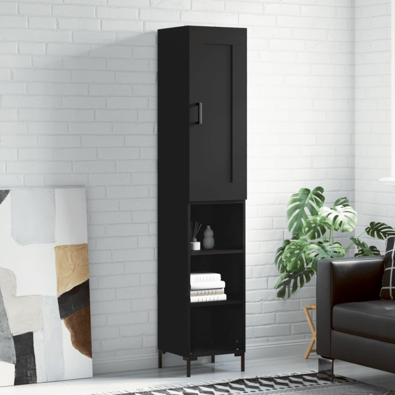 Highboard Schwarz 34,5x34x180 cm Holzwerkstoff Highboard Schwarz 34,5x34x180 cm Holzwerkstoff