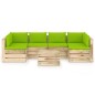 7-tlg. Garten-Lounge-Set mit Kissen Grün Imprägniertes Holz 7-tlg. Garten-Lounge-Set mit Kissen Grün Imprägniertes Holz