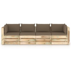 4-Sitzer Outdoor-Sofa mit Kissen Grün Imprägniertes Holz