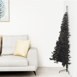 Künstlicher Halb-Weihnachtsbaum mit Ständer Schwarz 150 cm PVC
