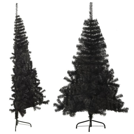 Künstlicher Halb-Weihnachtsbaum mit Ständer Schwarz 150 cm PVC