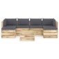 7-tlg. Garten-Lounge-Set mit Kissen Grün Imprägniertes Holz 7-tlg. Garten-Lounge-Set mit Kissen Grün Imprägniertes Holz