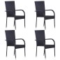 vidaXL Stapelbare Gartenstühle 4 Stk. Poly Rattan Schwarz vidaXL Stapelbare Gartenstühle 4 Stk. Poly Rattan Schwarz