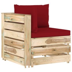 Modulares Ecksofa mit Kissen Grün Imprägniertes Holz