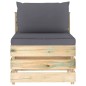 Modulares Mittelsofa mit Kissen Grün Imprägniertes Holz Modulares Mittelsofa mit Kissen Grün Imprägniertes Holz