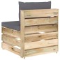 Modulares Mittelsofa mit Kissen Grün Imprägniertes Holz Modulares Mittelsofa mit Kissen Grün Imprägniertes Holz