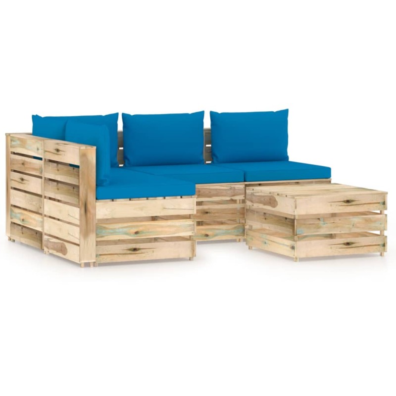 5-tlg. Garten-Lounge-Set mit Kissen Grün Imprägniertes Holz 5-tlg. Garten-Lounge-Set mit Kissen Grün Imprägniertes Holz