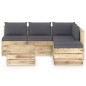 6-tlg. Garten-Lounge-Set mit Kissen Grün Imprägniertes Holz 6-tlg. Garten-Lounge-Set mit Kissen Grün Imprägniertes Holz