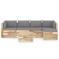 6-tlg. Garten-Lounge-Set mit Kissen Grün Imprägniertes Holz