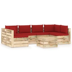 7-tlg. Garten-Lounge-Set mit Kissen Grün Imprägniertes Holz