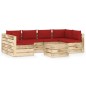 7-tlg. Garten-Lounge-Set mit Kissen Grün Imprägniertes Holz 7-tlg. Garten-Lounge-Set mit Kissen Grün Imprägniertes Holz