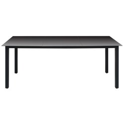 Garten-Esstisch Glas Aluminium 190 x 90 x 74 cm Schwarz