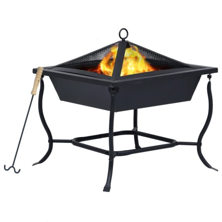 vidaXL Feuerstelle Schwarz 42x42x45 cm Stahl  