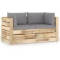 2-Sitzer Outdoor-Sofa mit Kissen Grün Imprägniertes Holz 2-Sitzer Outdoor-Sofa mit Kissen Grün Imprägniertes Holz