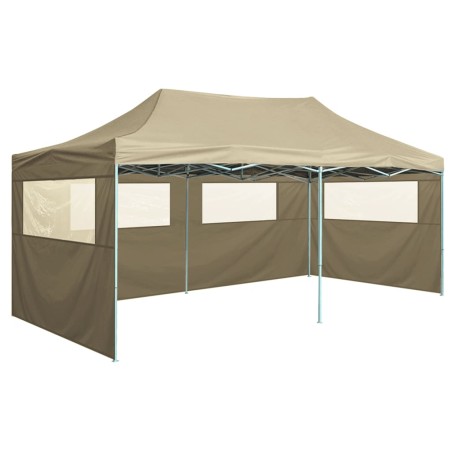 vidaXL Profi-Partyzelt Faltbar mit 4 Seitenwänden 3×6m Stahl Creme