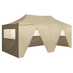 vidaXL Profi-Partyzelt Faltbar mit 4 Seitenwänden 3×6m Stahl Creme