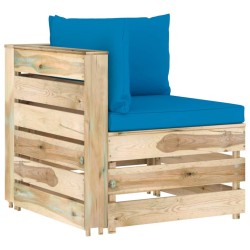 Modulares Ecksofa mit Kissen Grün Imprägniertes Holz