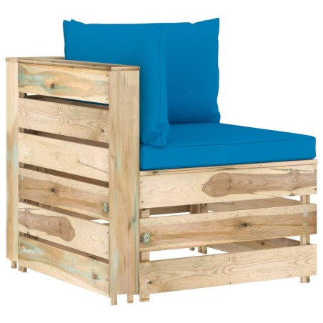 Modulares Ecksofa mit Kissen Grün Imprägniertes Holz
