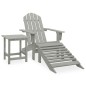 Adirondack-Gartenstuhl mit Fußstütze & Tisch Tannenholz Grau Adirondack-Gartenstuhl mit Fußstütze & Tisch Tannenholz Grau