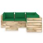6-tlg. Garten-Lounge-Set mit Kissen Grün Imprägniertes Holz 6-tlg. Garten-Lounge-Set mit Kissen Grün Imprägniertes Holz