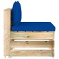 Modulares Mittelsofa mit Kissen Grün Imprägniertes Holz Modulares Mittelsofa mit Kissen Grün Imprägniertes Holz