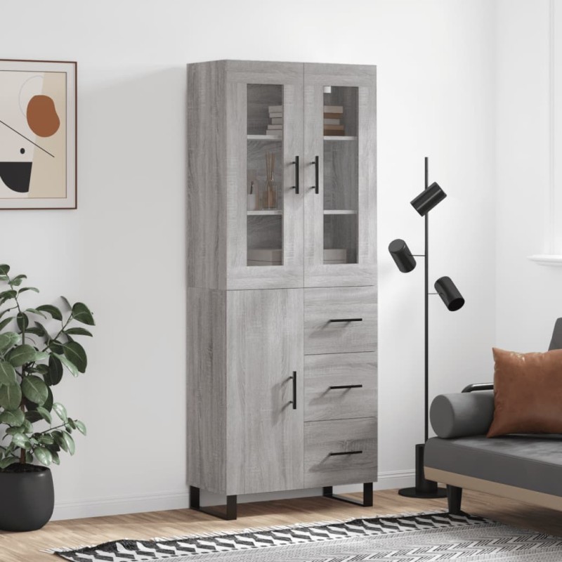 vidaXL Highboard Grau Sonoma 69,5x34x180 cm Holzwerkstoff vidaXL Highboard Grau Sonoma 69,5x34x180 cm Holzwerkstoff