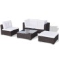 5-tlg. Garten-Lounge-Set mit Kissen Poly Rattan Braun 5-tlg. Garten-Lounge-Set mit Kissen Poly Rattan Braun