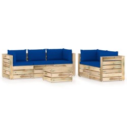 6-tlg. Garten-Lounge-Set mit Kissen Grün Imprägniertes Holz