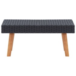 Garten-Couchtisch Poly Rattan Schwarz