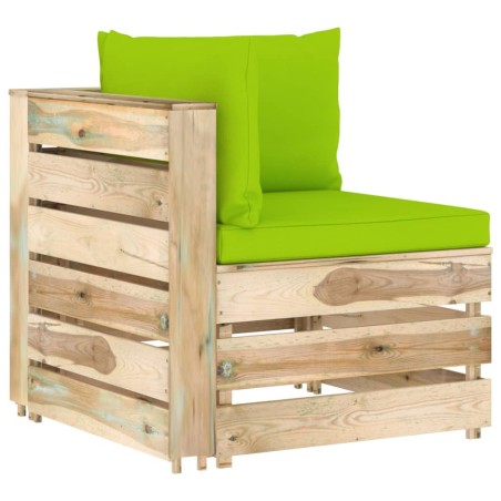 Modulares Ecksofa mit Kissen Grün Imprägniertes Holz
