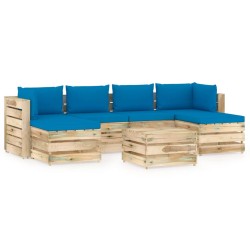 7-tlg. Garten-Lounge-Set mit Kissen Grün Imprägniertes Holz