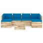 7-tlg. Garten-Lounge-Set mit Kissen Grün Imprägniertes Holz 7-tlg. Garten-Lounge-Set mit Kissen Grün Imprägniertes Holz