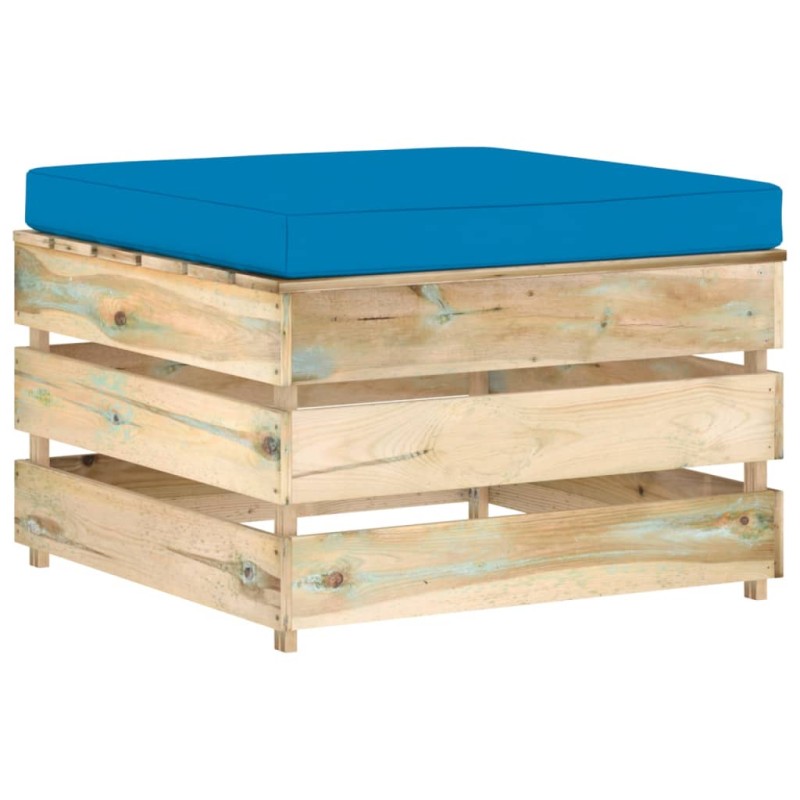 Modulare Ottomane mit Kissen Grün Imprägniertes Holz Modulare Ottomane mit Kissen Grün Imprägniertes Holz